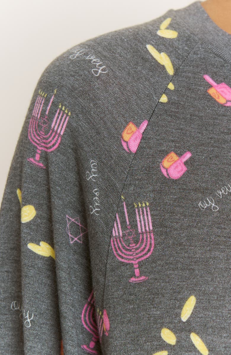 Honeydew Star Seeker Brushed Jersey Pajamas, Alternate, color, Charcoal Hanukkah