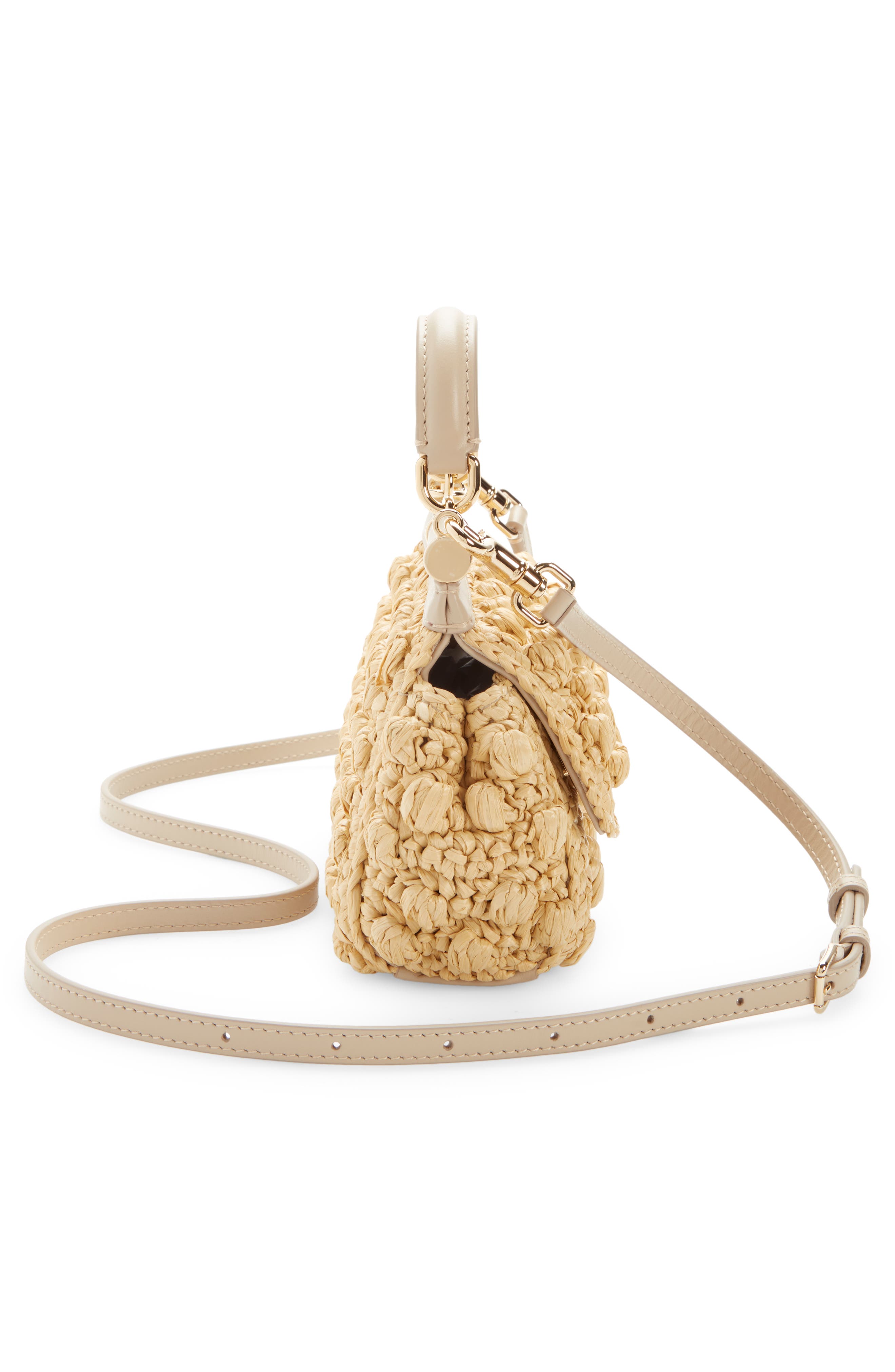 Dolce&Gabbana Sicily Small Raffia Satchel, Alternate, color, 