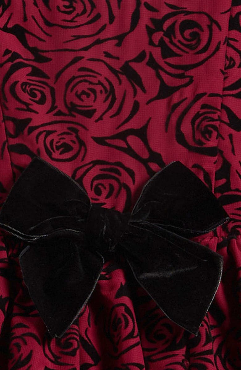 Pippa & Julie Kids' Emilia Flocked Rose Party Dress, Alternate, color, Red