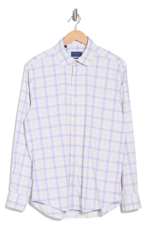 David Donahue Plaid Performance Sport Shirt In White