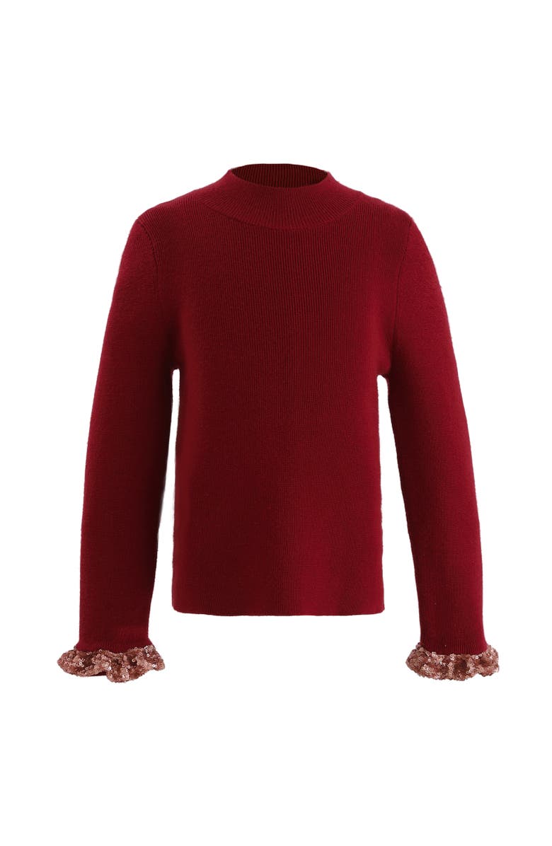 Tulleen Ruffle-Knit Sweater, Main, color, Red