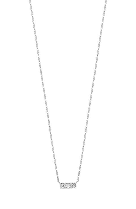 Bardot 18K White Gold Diamond Bar Pendant Necklace
