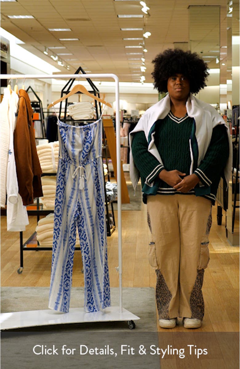 Embroidered Strapless Cover-Up Jumpsuit, sales video thumbnail