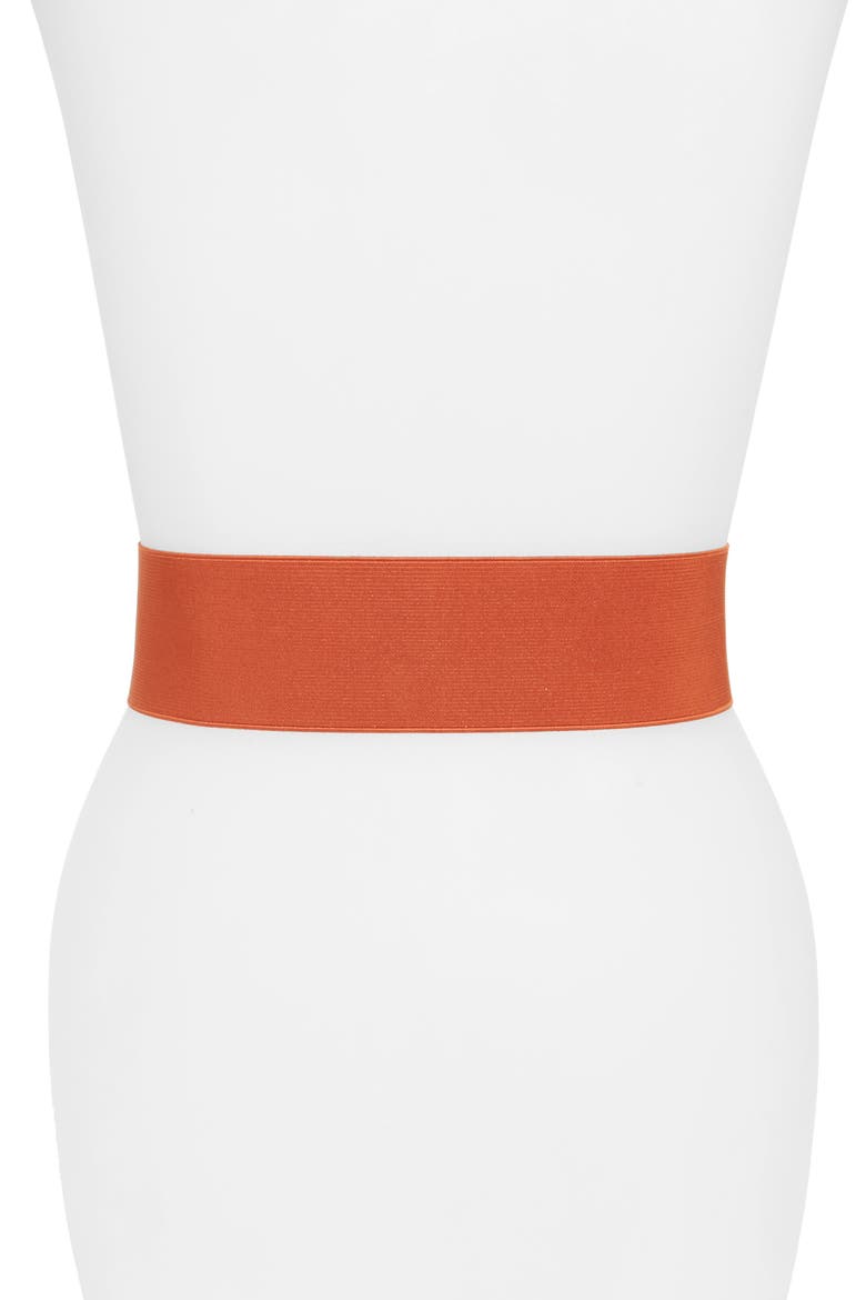 Suede Stretch Belt, Alternate, color, RUST ADOBE