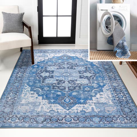 Maris Ornate Medallion Machine-Washable Area Rug