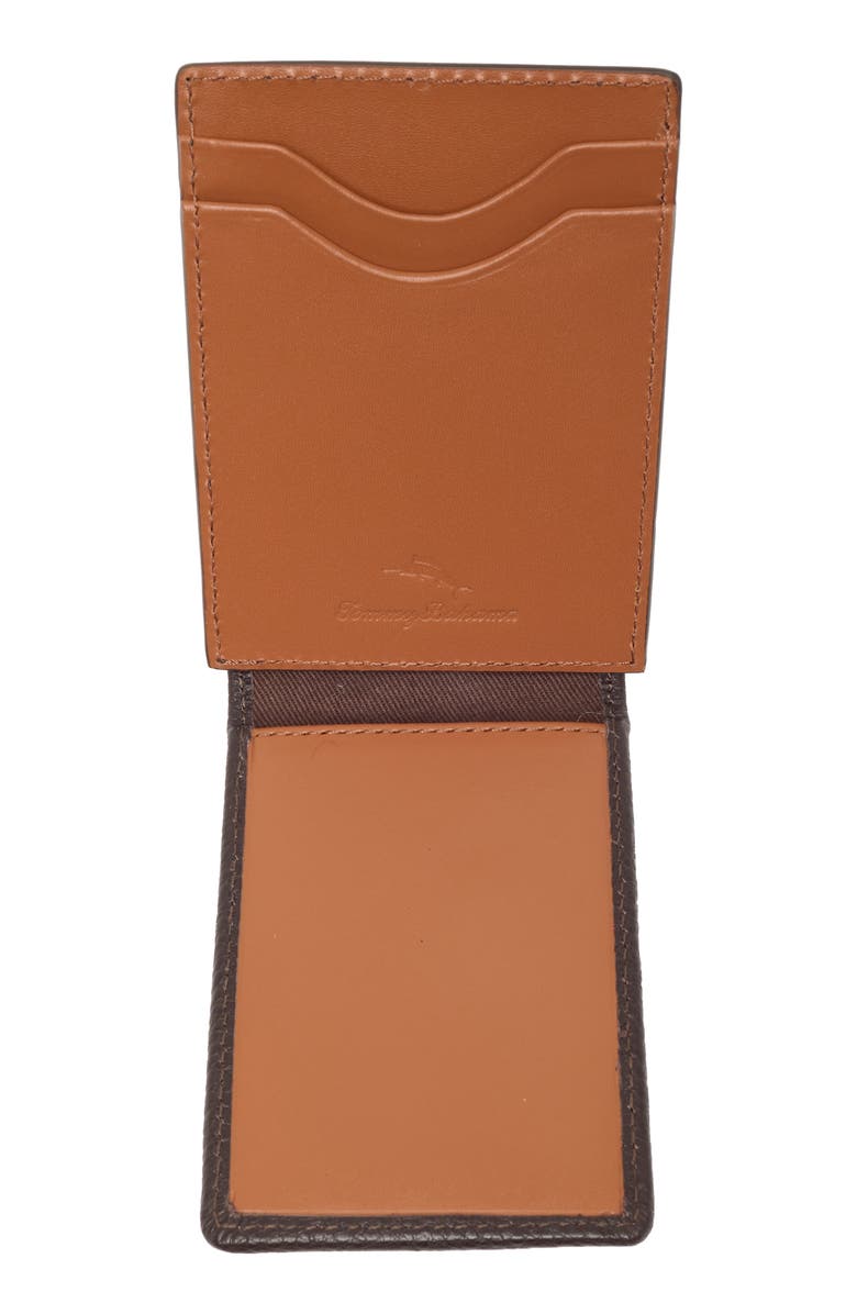 Tommy Bahama Como Pebbled Leather Slim Card Case, Alternate, color, Brown/ Tan