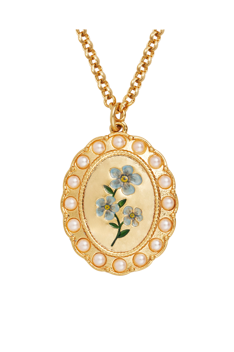 Forget Me Not Pearl Cameo Necklace, Alternate, color, Gold