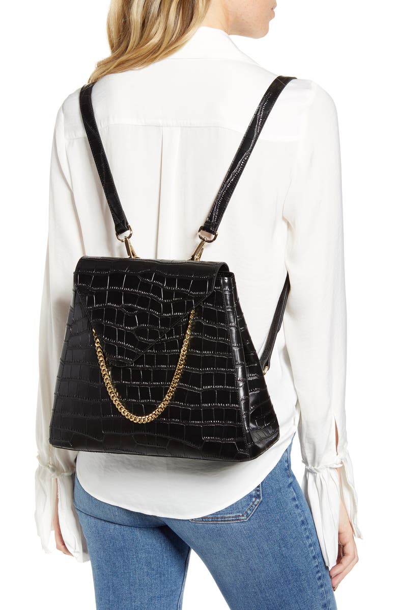 8 Other Reasons x Jill Jacobs Croc Embossed Leather Backpack, Alternate, color,