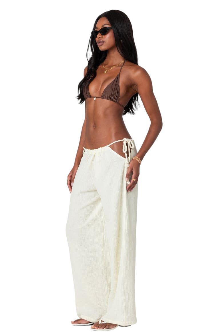 Leoni Cutout Cotton Gauze Pants, Alternate, color, CREAM