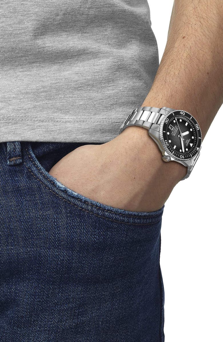 Tissot Tisso Seastar 1000 Powermatic 80 Bracelet Watch, 40mm, Alternate, color, Black/ Silver