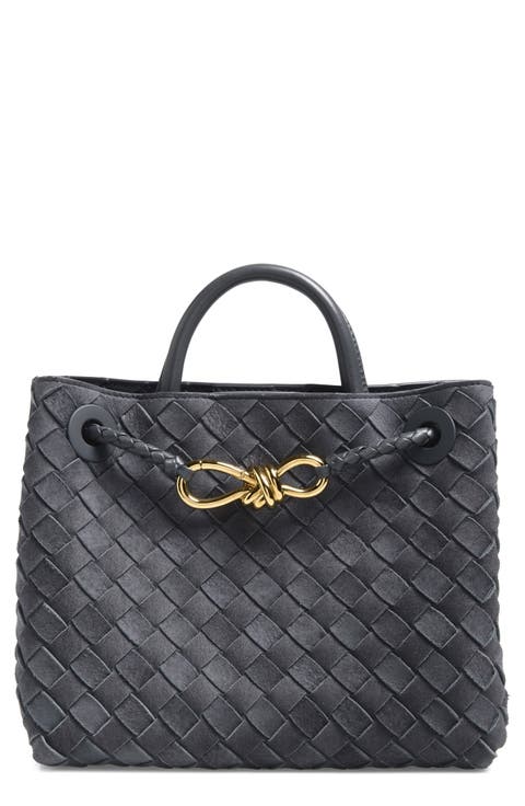 Small Andiamo Intrecciato Suede Top Handle Bag