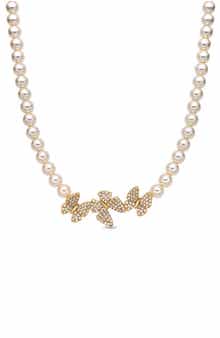 EYE CANDY LOS ANGELES Hannah Pavé Cubic Zirconia Butterfly Faux Pearl Collar Necklace
