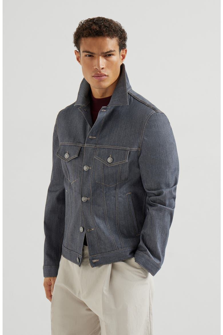 Denim four-pocket jacket, Main, color, Medium Grey