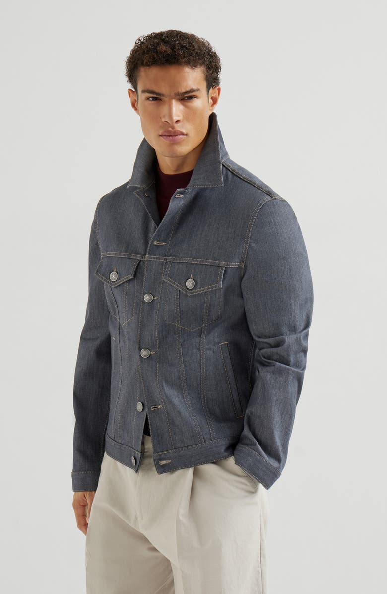 Brunello Cucinelli Denim four-pocket jacket, Main, color, Medium Grey