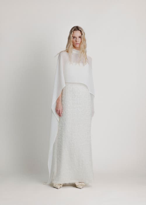 Alas High Neck Bridal Cape In White