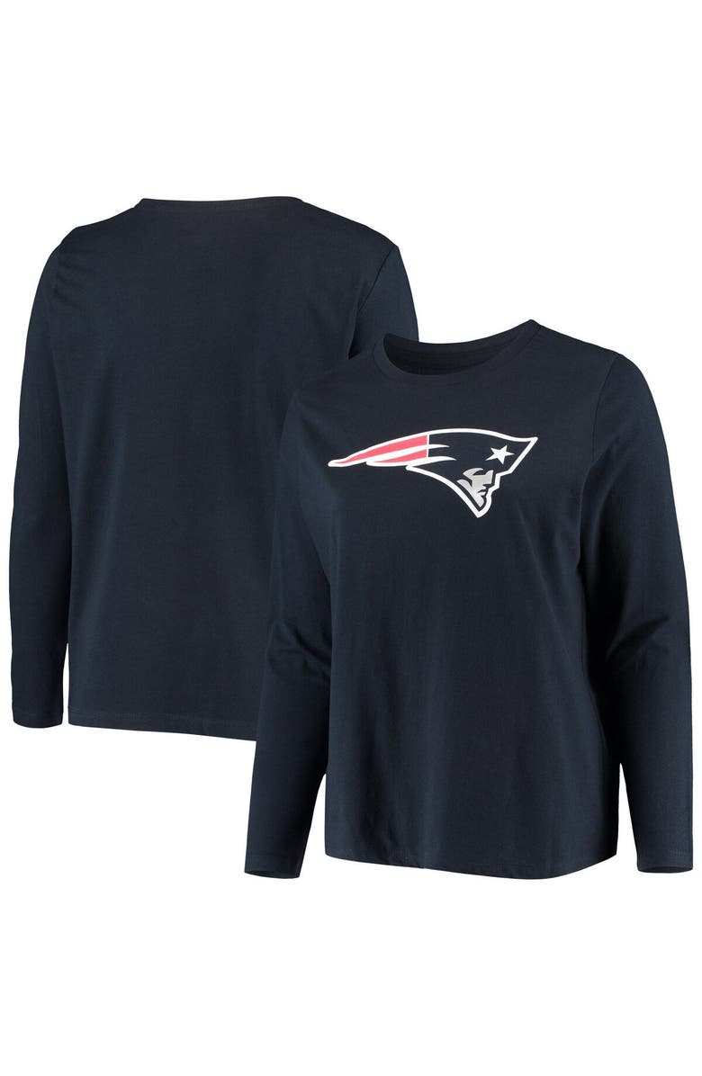 FANATICS Women's Fanatics Branded Navy New England Patriots Plus Size Primary Logo Long Sleeve T-Shirt, Main, color, 