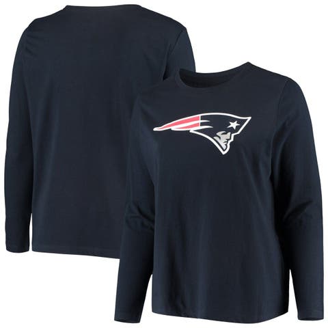 Women
s Fanatics Branded Navy New England Patriots Plus Size Primary Logo Long Sleeve T-Shirt