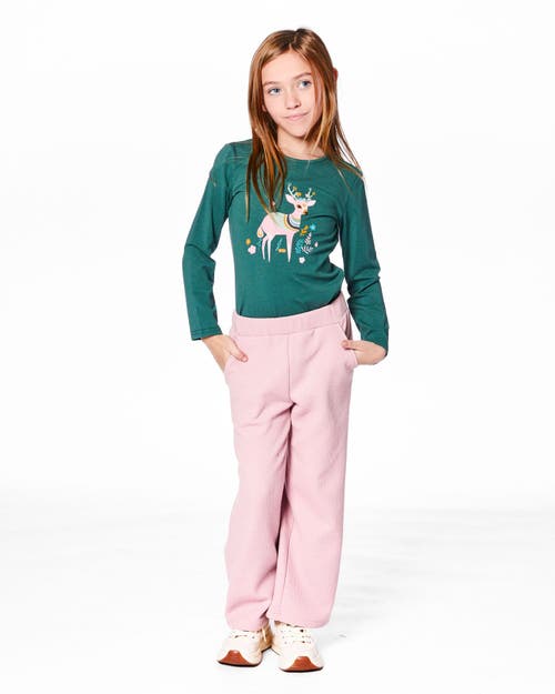Deux Par Deux Waffle Flare Leg Pants In Pink