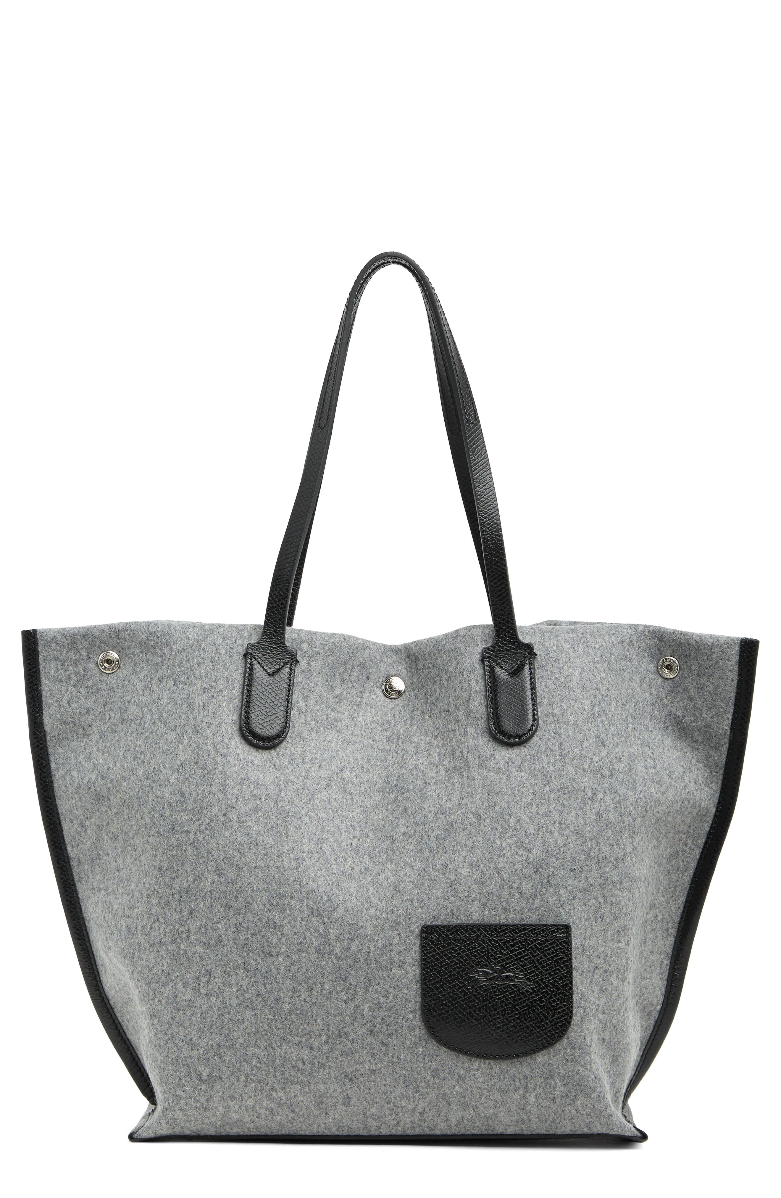 Longchamp Essential Wool & Leather Open Tote, Main, color, 