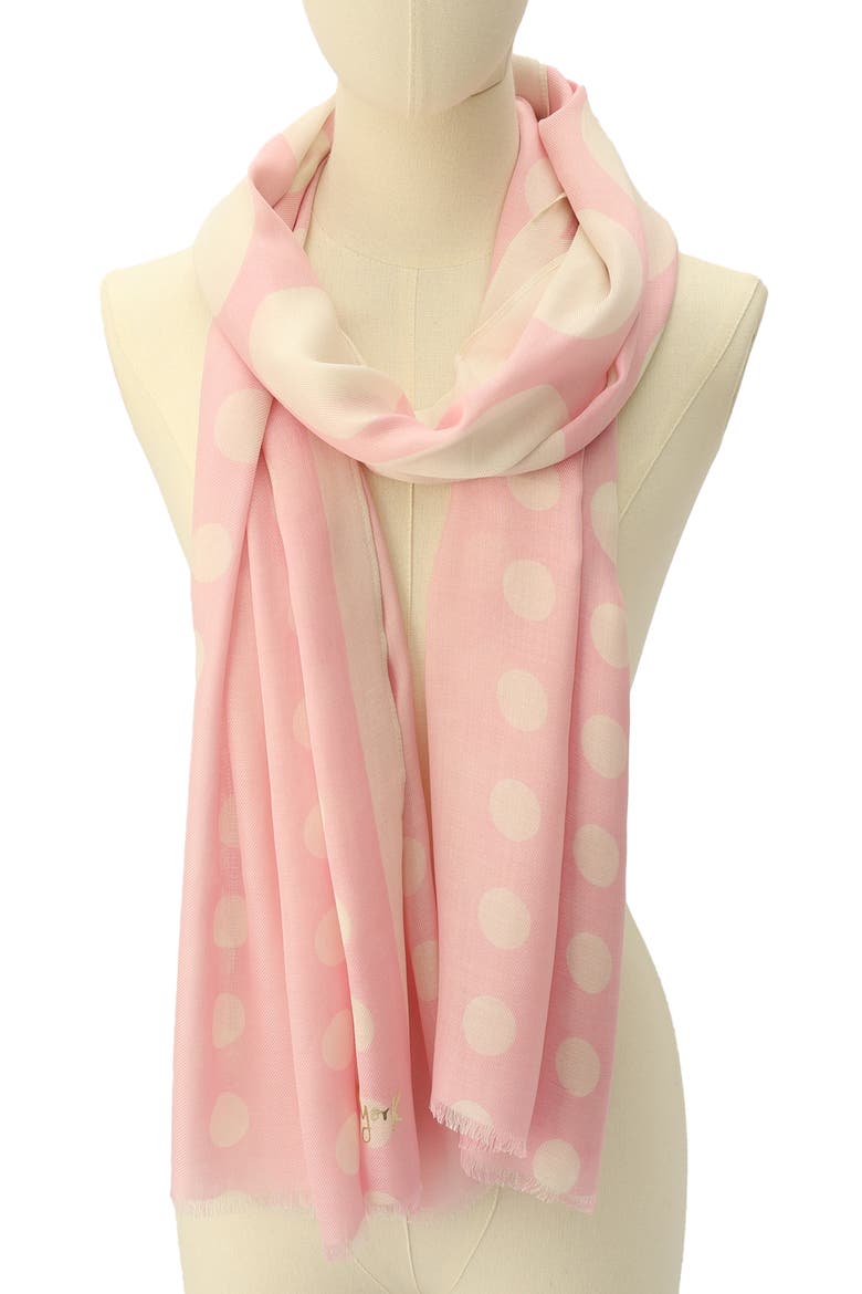 dots & bubbles oblong scarf, Alternate, color, CREAM/PINK LUPINE