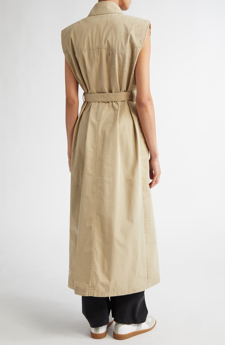 MM6 Maison Margiela Paint Splatter Belted Gabardine Vest, Alternate, color, Beige