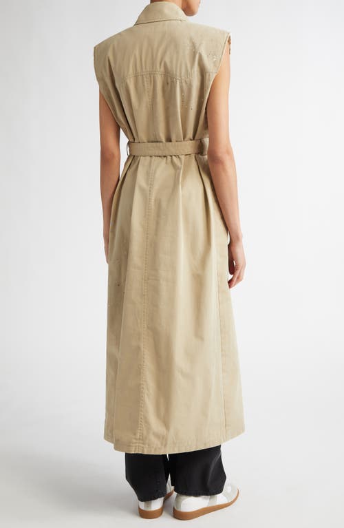 Mm6 Maison Margiela Paint Splatter Belted Gabardine Vest In Beige