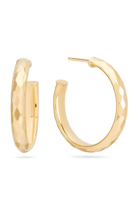 14K Gold Disco Hoop Earrings