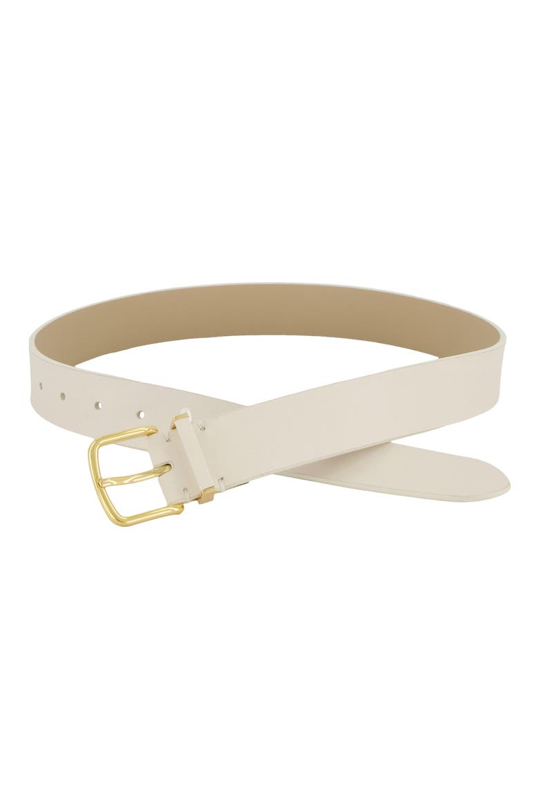 Kaia Leather Belt, Alternate, color, MILK