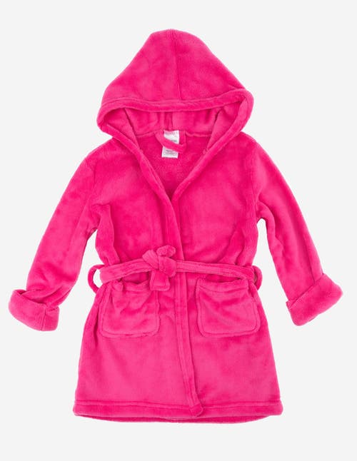 Leveret Kids Fleece Hooded Robe, Solid Colors In Pink