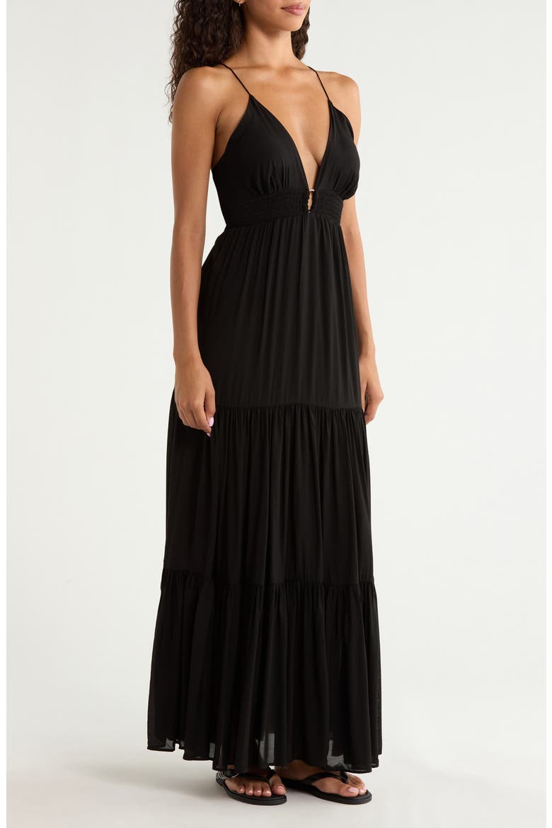 Open Back Maxi Cover-Up Dress, Alternate, color, BLACK