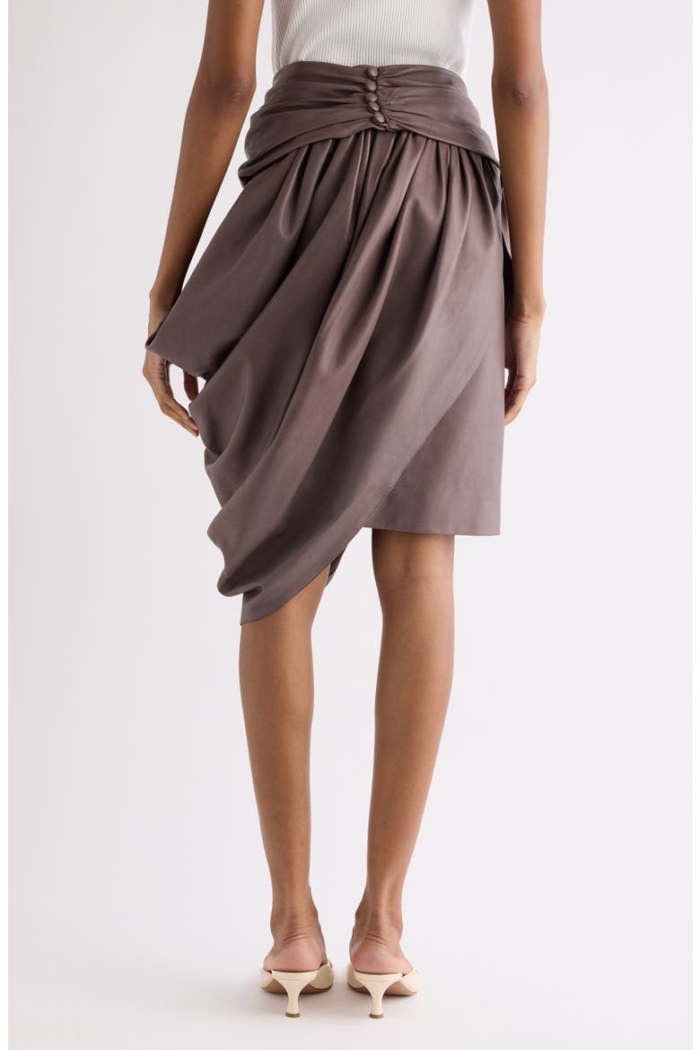 Technical Satin Faux Wrap Skirt, Alternate, color, GINGER BROWN
