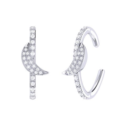 Moonlit Sterling Silver Diamond Ear Cuff