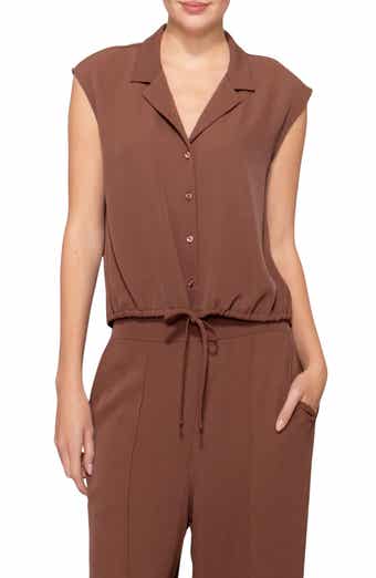 MELLODAY Drawstring Hem Sleeveless Button-Up Shirt