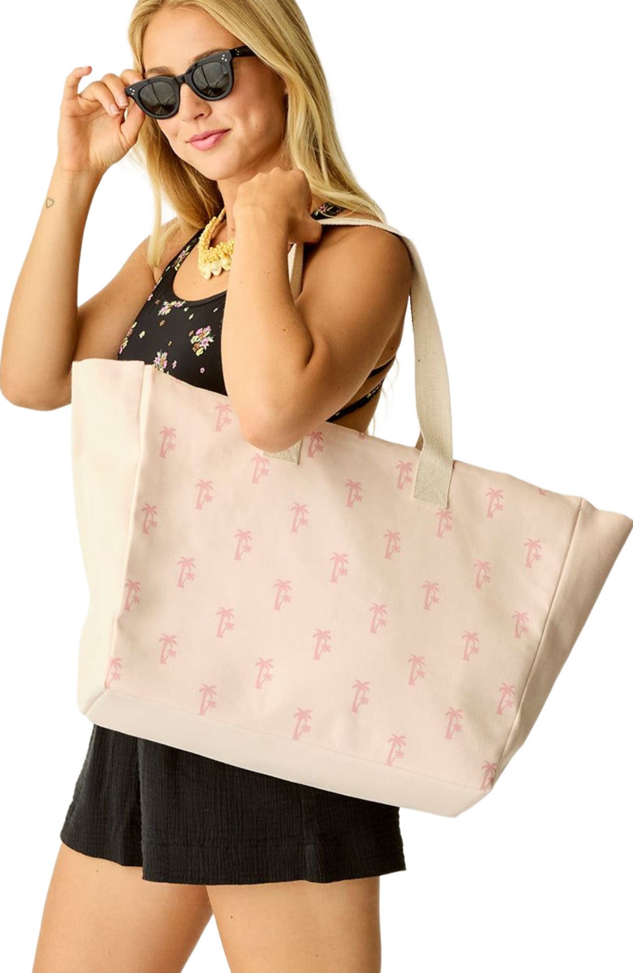 Organic Cotton Canvas Tote - Logo, Alternate, color, Palm Trees