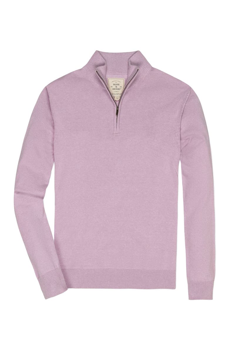 Hope & Henry Men's Organic Fine Gauge Half Zip Sweater, Alternate, color, Lavender Marl