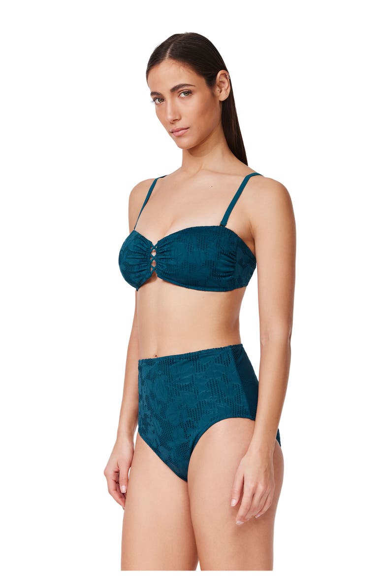 Jolene Textured Bandeau Bikini Top, Alternate, color, Petrol
