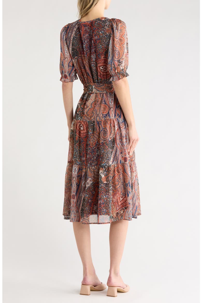 Paisley Tie Waist Midi Dress, Alternate, color, VINTAGE PAISLEY
