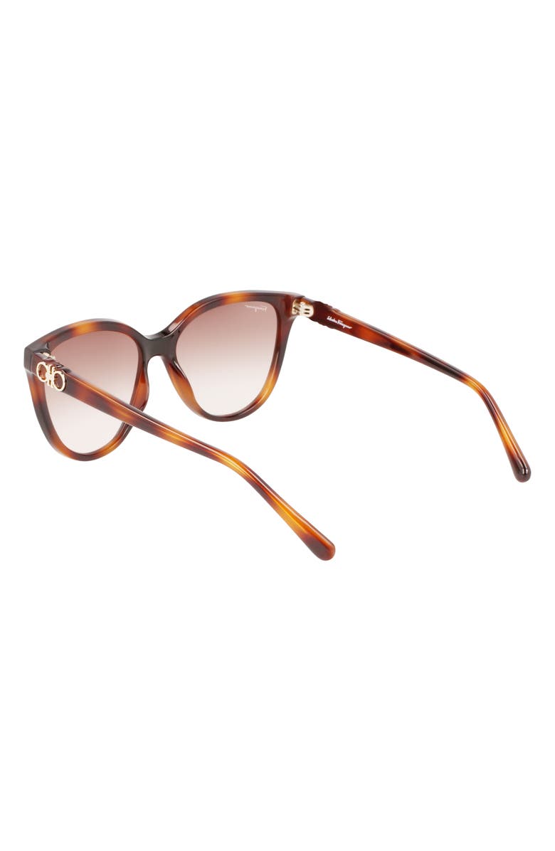 FERRAGAMO 57mm Gradient Cat Eye Sunglasses, Alternate, color, Tortoise