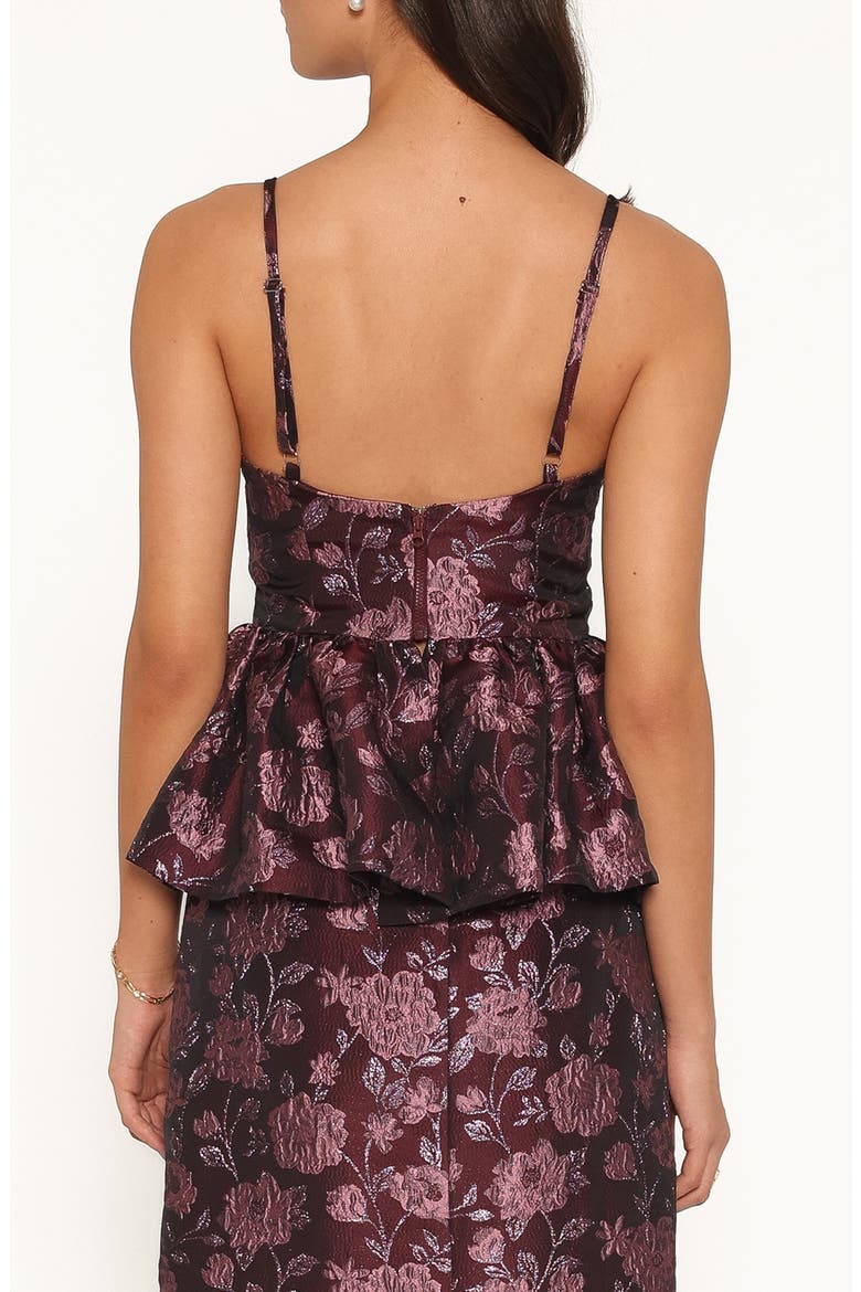Allegro Floral Brocade Peplum Top, Alternate, color, PLUM BROCADE