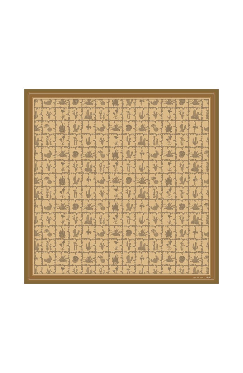 Lost Pattern x NYBG "Oasis Charms" Silk Square Scarf, Main, color, Coffee