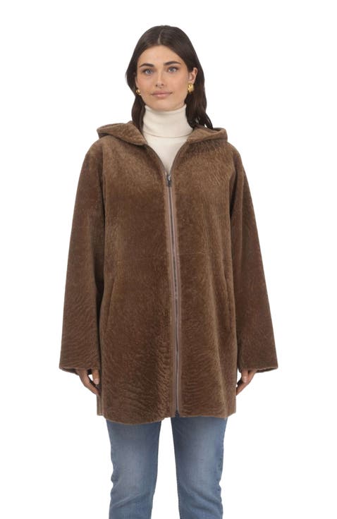 Reversible Textured Shearling Lamb Jacket