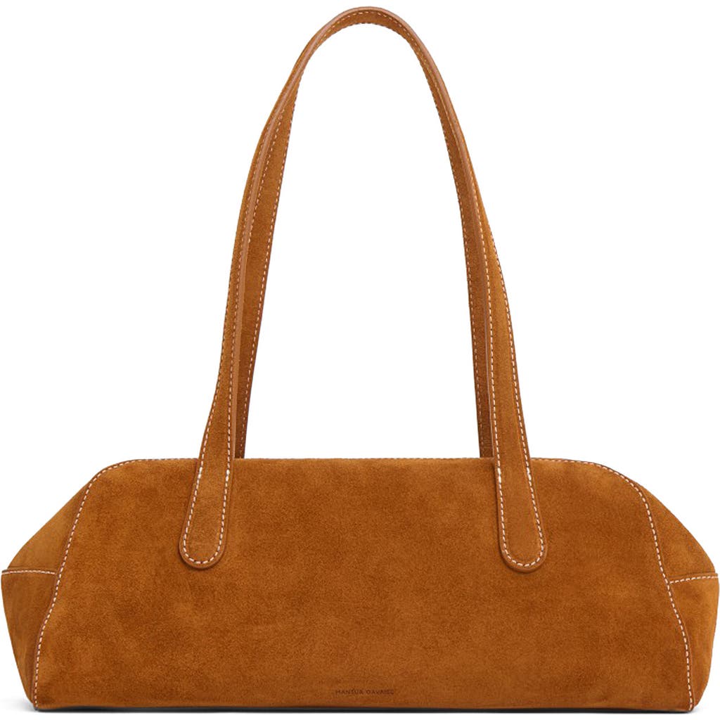 Mansur Gavriel Helios Suede Shoulder Bag In Brown