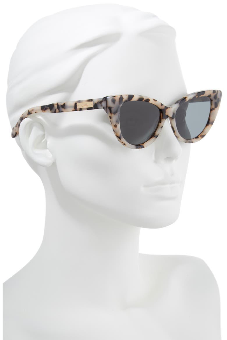 Kyoto 51mm Cat Eye Sunglasses, Alternate, color, MILK TORTOISE/ BLACK SOLID