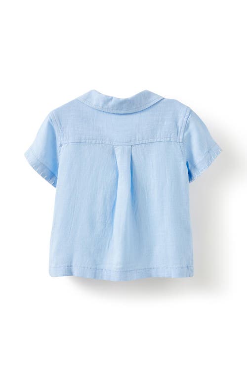 Shop Cotton On Kids Leo Cuban Relaxed Shirt In Dawn Blue Blanket Stitch