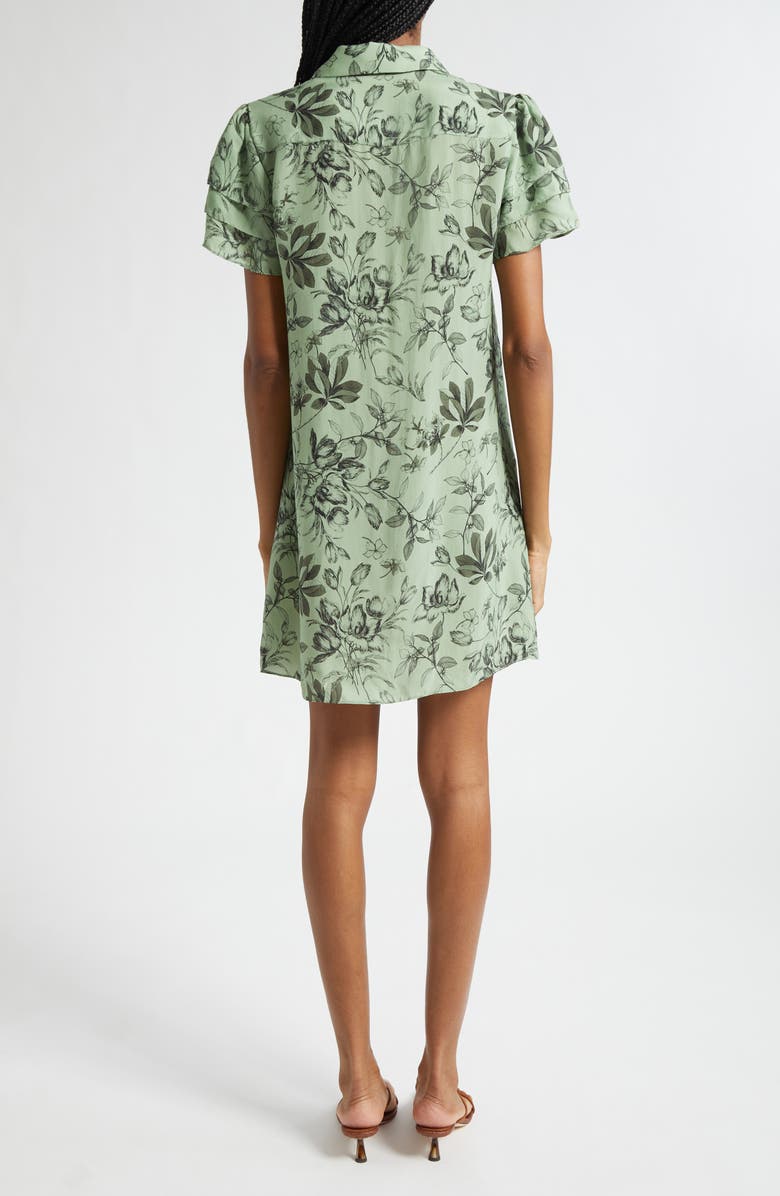 Alice + Olivia Jem Floral Short Sleeve Shirtdress, Alternate, color, Mystic Garden Sage