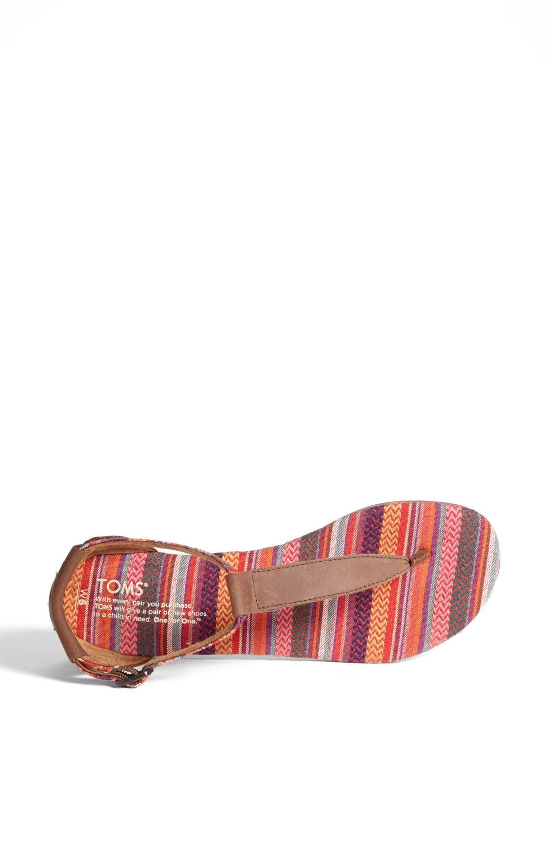 'Playa' T-Strap Flat Sandal, Alternate, color, BROWN LEATHER