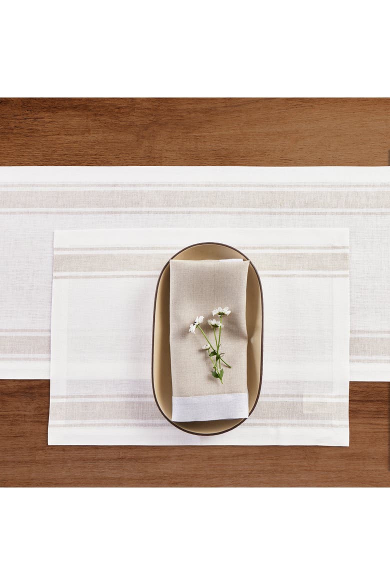 Linen Placemats - Country Stripe, Alternate, color, White