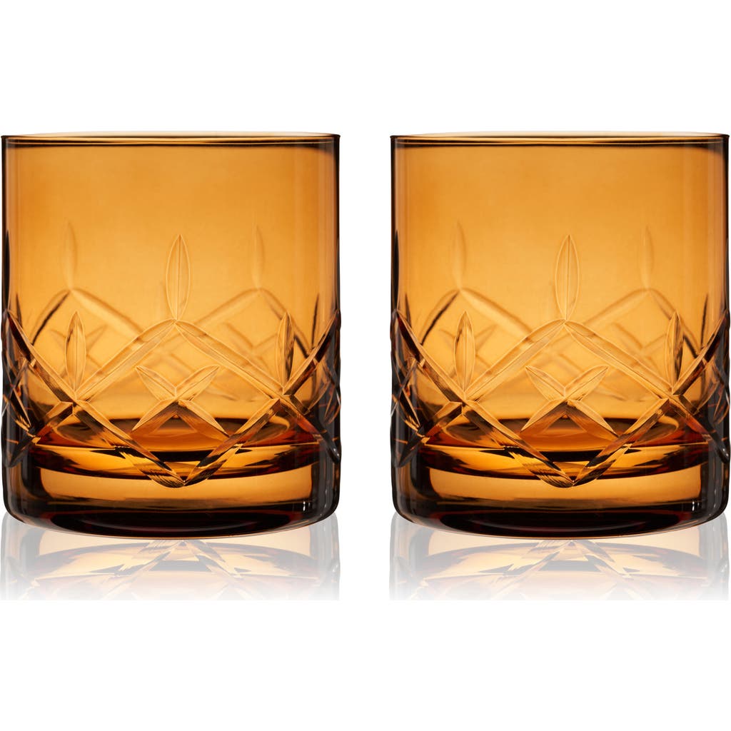 Viski Admiral Crystal Rocks Glasses in Orange  product
