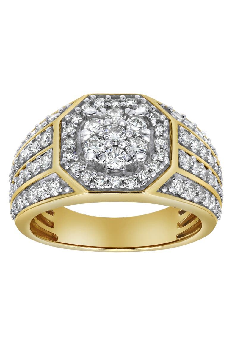 Hex Rose 14K Yellow Gold Diamond Men Statement Ring - 1.74ct., Main, color, 14K Yellow Gold