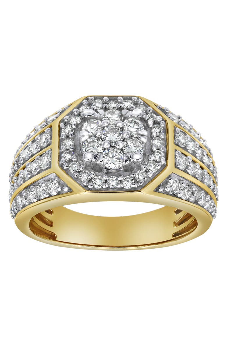 LuvMyJewelry Hex Rose 14K Yellow Gold Diamond Men Statement Ring - 1.74ct., Main, color, 14K Yellow Gold